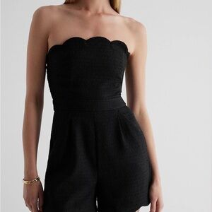 NWT Express Black Strapless Scalloped Romper